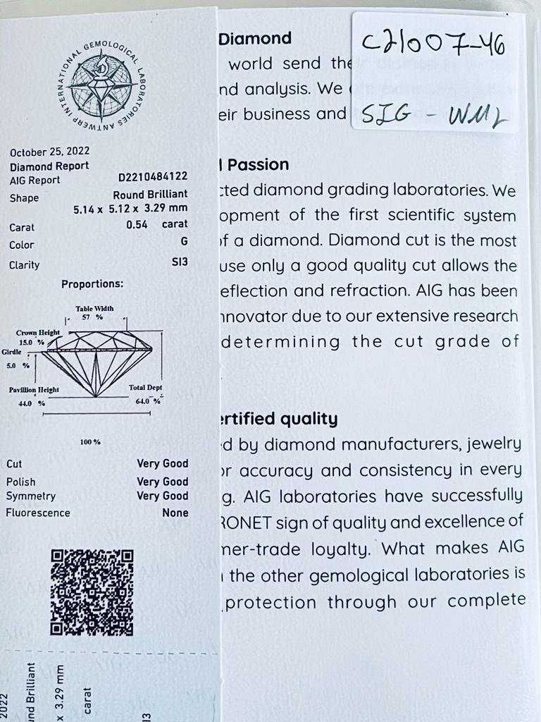 Fantástico diamante 0.54ct