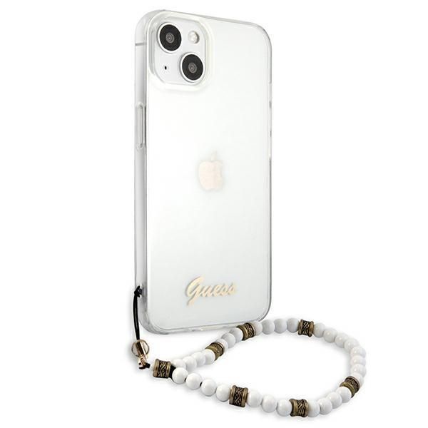 Guess Etui iPhone 13 Mini Transparentne White Pearl - Logo Vintage