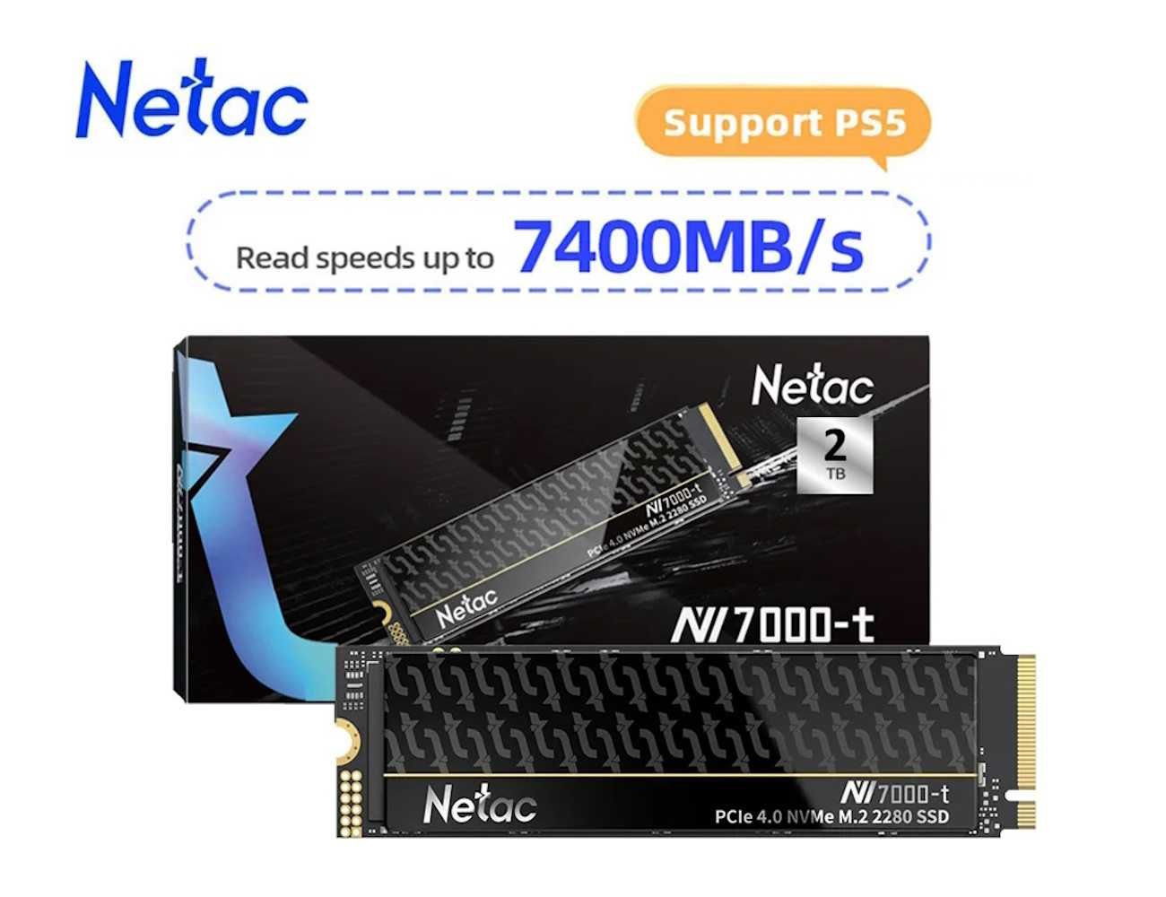 SSD Disk Netac NV7000-t 2TB NVMe 2280 PCIe 4x4 7400MB/s PC PS5 ноутбук