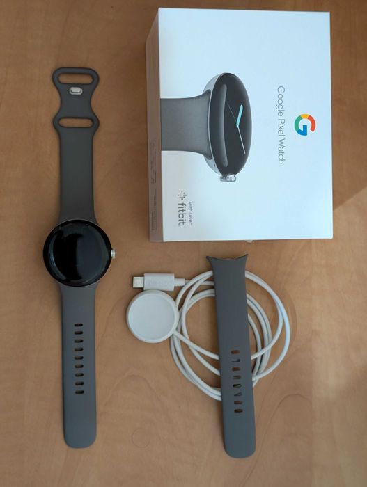 Google Pixel Watch WiFi Silver Charcoal — повний комплект