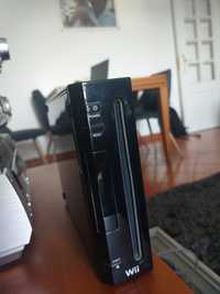 Wii em preto com imensos acessórios