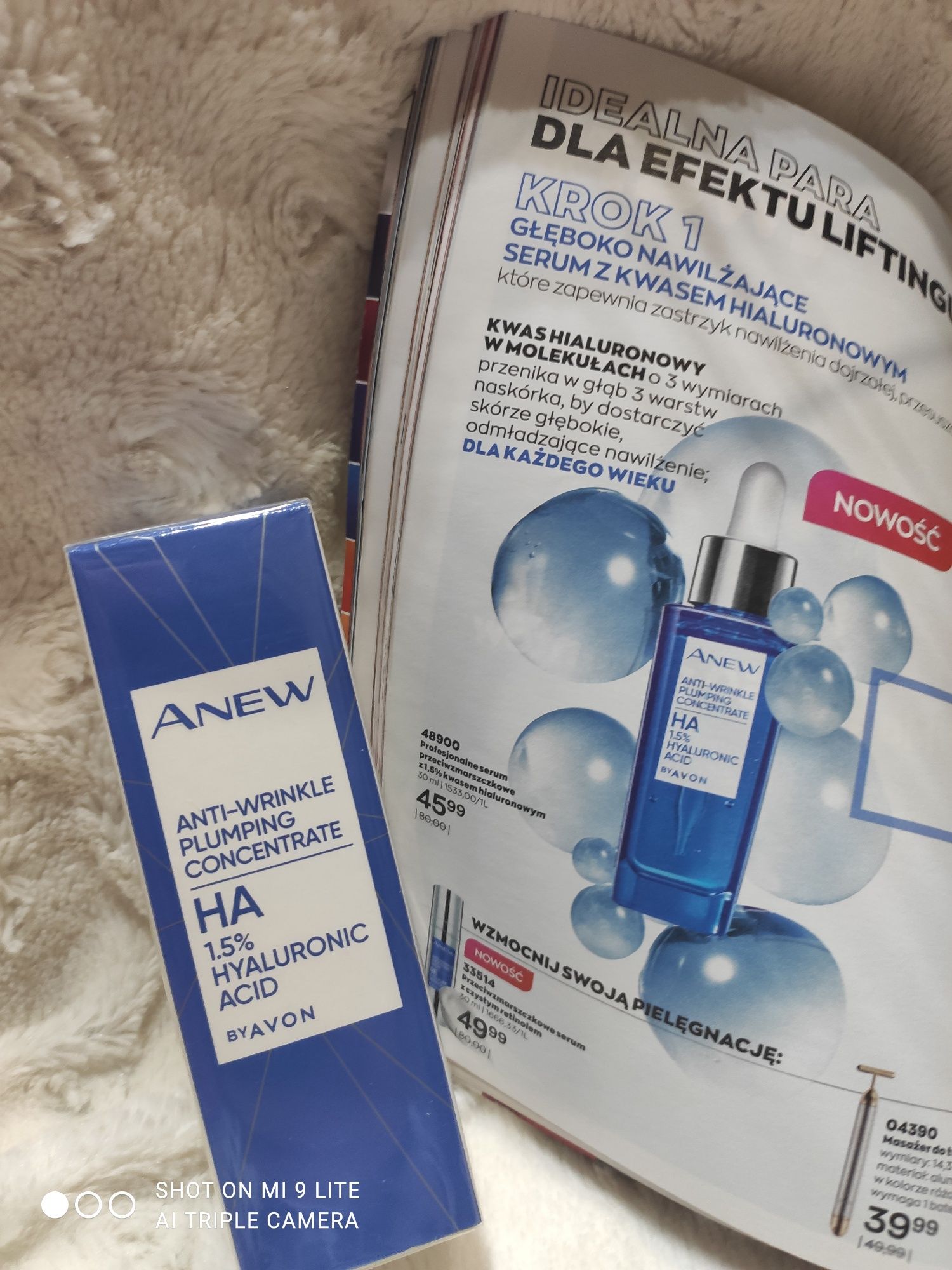 Serum z kwasem hialuronowym przeciwzmarszczkowe 30ml avon anew