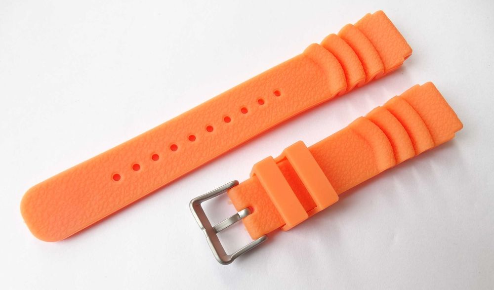 Pomarańczowy pasek silikonowy gumowy 20mm do zegarka Seiko SKX Citizen