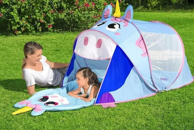 Детская игровая палатка, спальный мешок и матрас Единорог Bestway