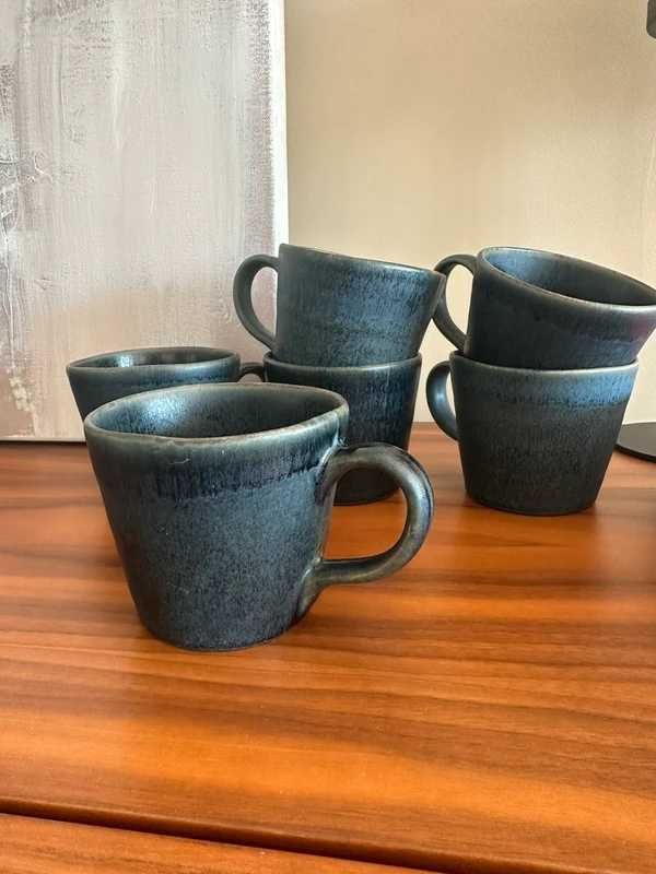 6 Canecas azuis escuras