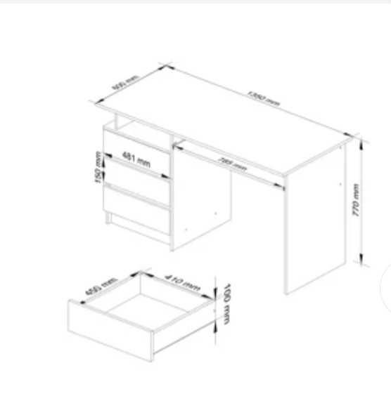 Biurko komputerowe wolnostojące białe