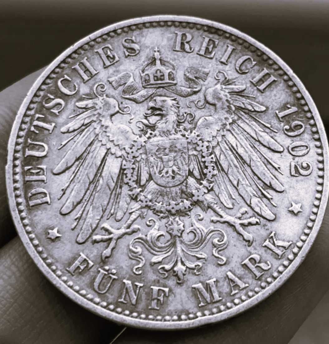 WILHELM II  KOENIG srebro 900/1000  moneta z r. 1902