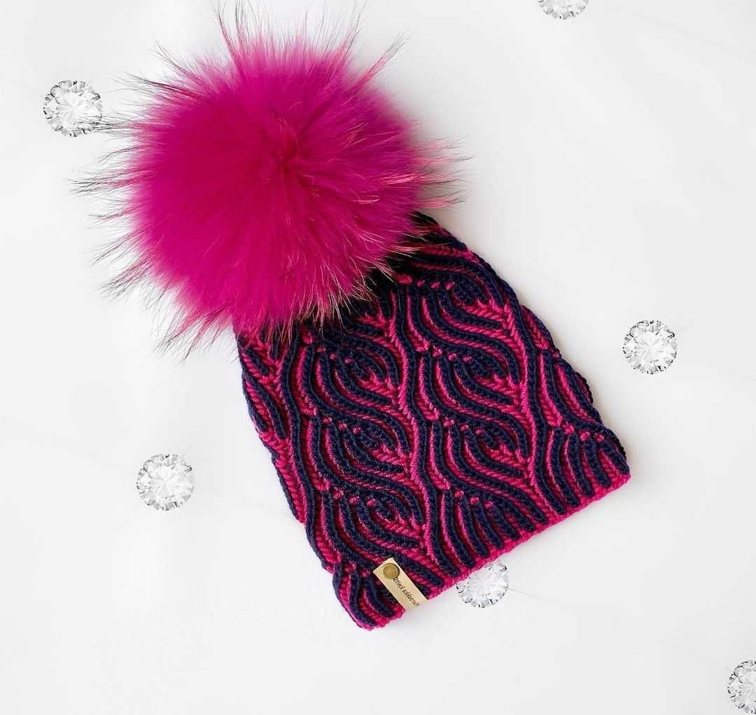 Зимняя шапка снуд в технике Бриошь Зимний комплект для женщин и детей