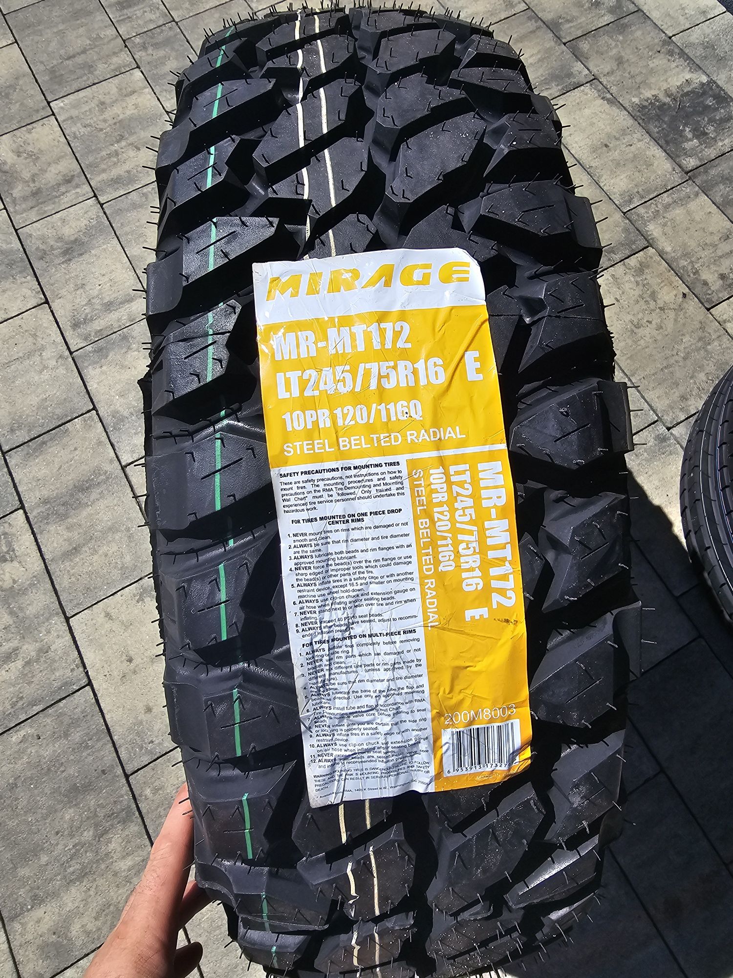 Opony TERENOWE 4x4 245/75R16 Mirage M/T  MR-MT172 Mocne 10PR ! FV23% !