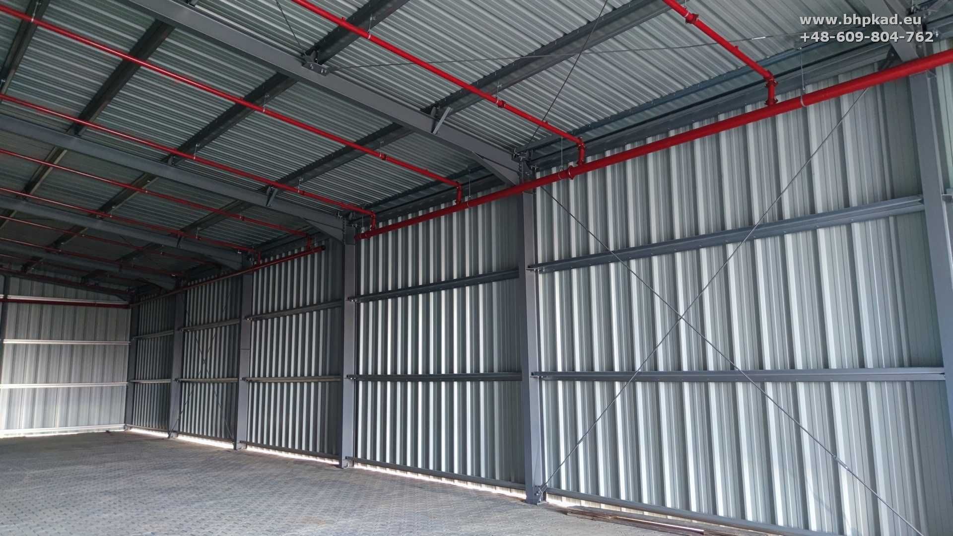 Konstrukcja stalowa. 8x31x(6-4,8)m. BHP KAD. Bartoszyce. Producent.