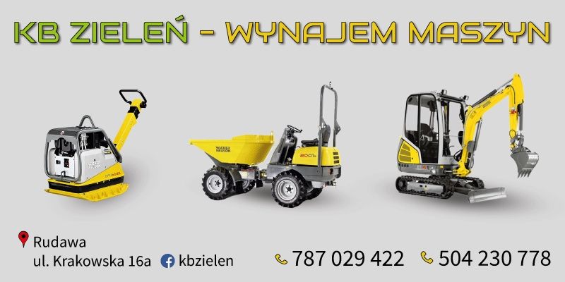 Wynajem wozidla koparka zageszczarka skoczek wacker neuson