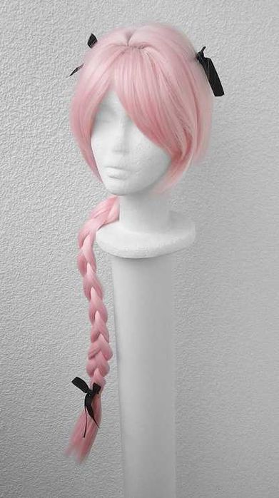 Astolfo Fate Grand Order Peruka różowa z warkoczem cosplay różowy wig