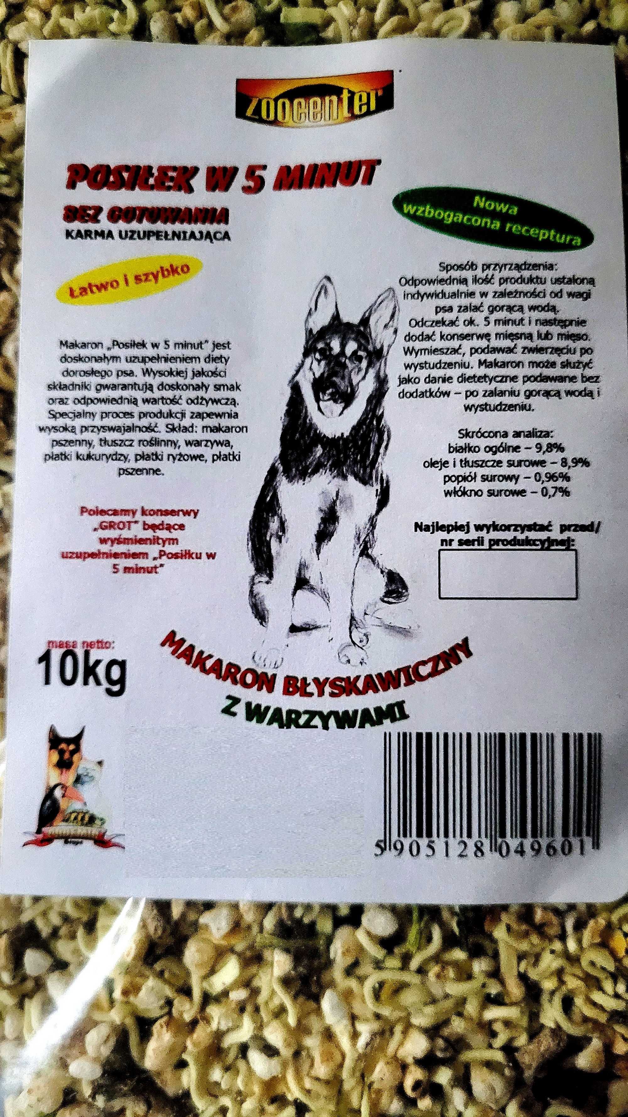 Karma uzupełniająca  dla psa - posiłek w 5 minut bez gotowania 10kg