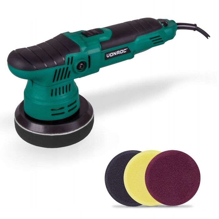 Polerka Mimośrodowa 650w - 125mm | 4 Tarcze Polerskie W Zestawie | Von