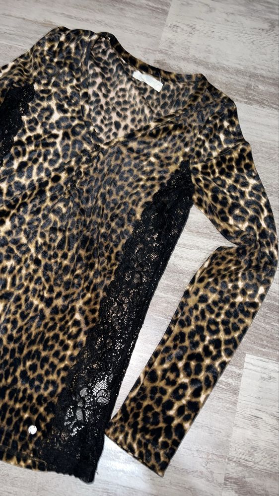 bluzka panterka z koronką xs 34 ralph lauren