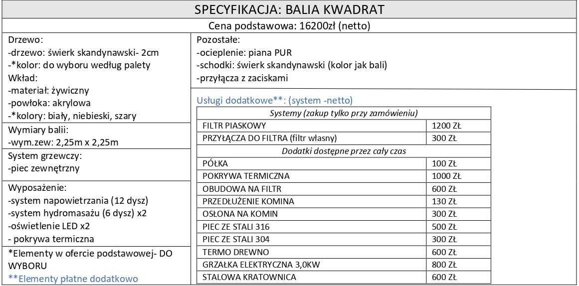 BALIA OGRODOWA KWADRAT- beczka, square hot tub, jacuzzi, luxus