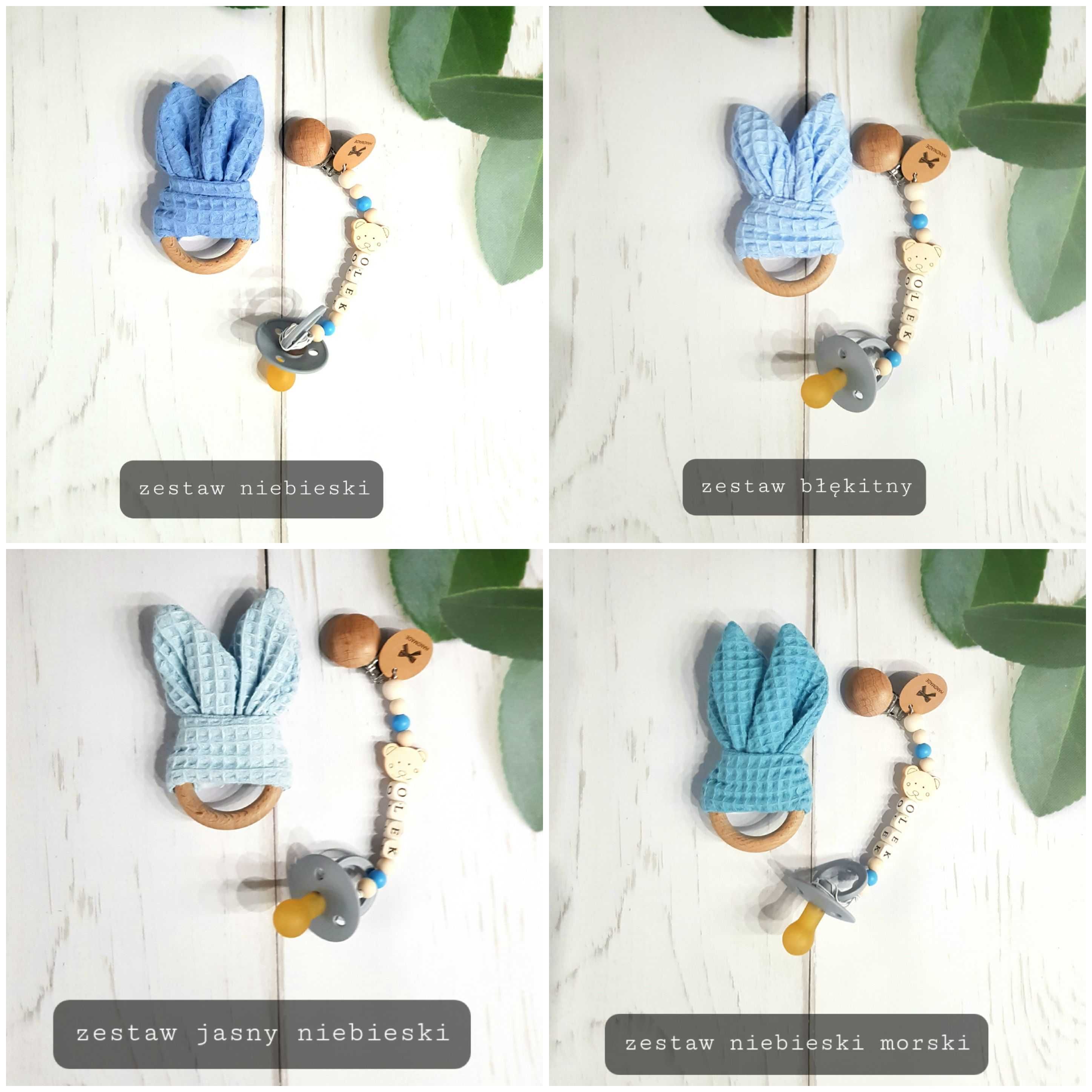 Zawieszka do smoczka i gryzak baby shower dla niemowlaka wafel mięta