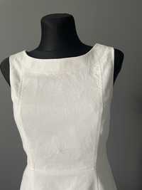 Biała sukienka z lnem firmy F&F