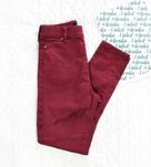 bordowe spodnie na gumce, rurki wysoki stan 36 S F&F skinny high waist