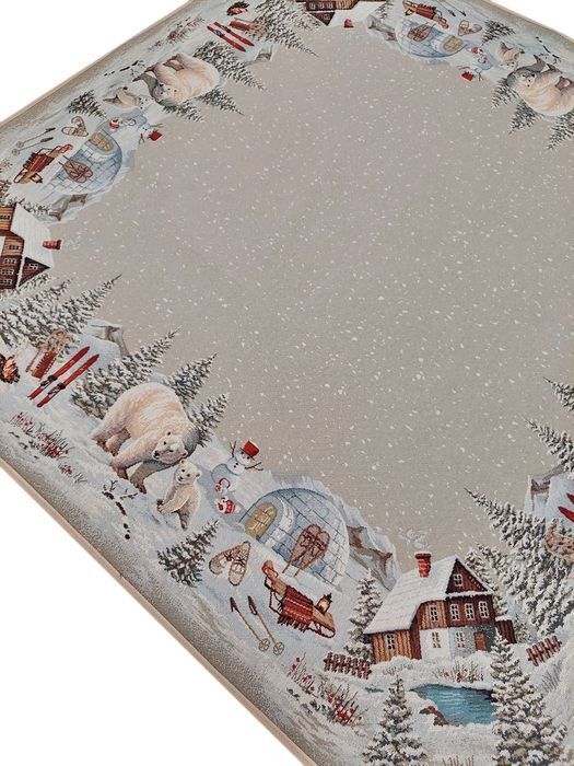 Obrus dekoracyjny gobelinowy 100x100 cm z misiami polarnymi 1058