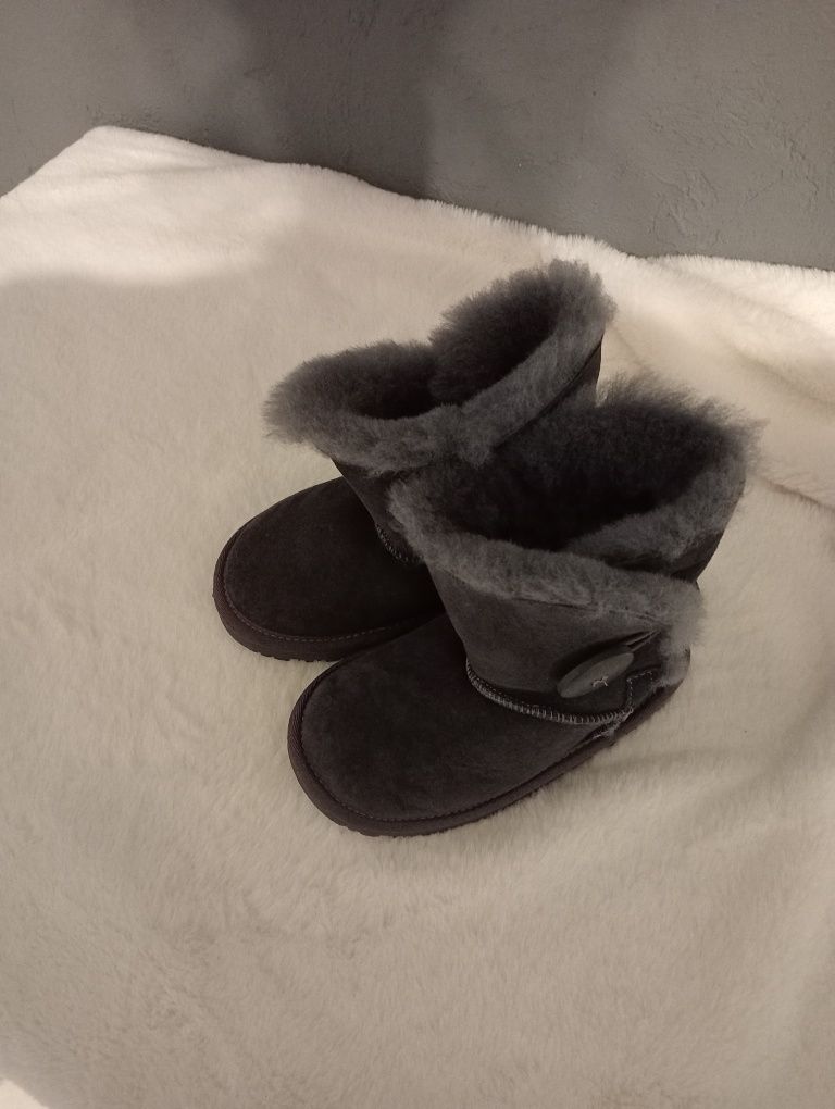 Kozaki dziecięce śniegowce UGG/EMU szare grafitowe skóra naturalna now