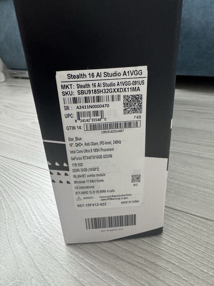 Ноутбук MSI Stealth 16 Al studio star blue