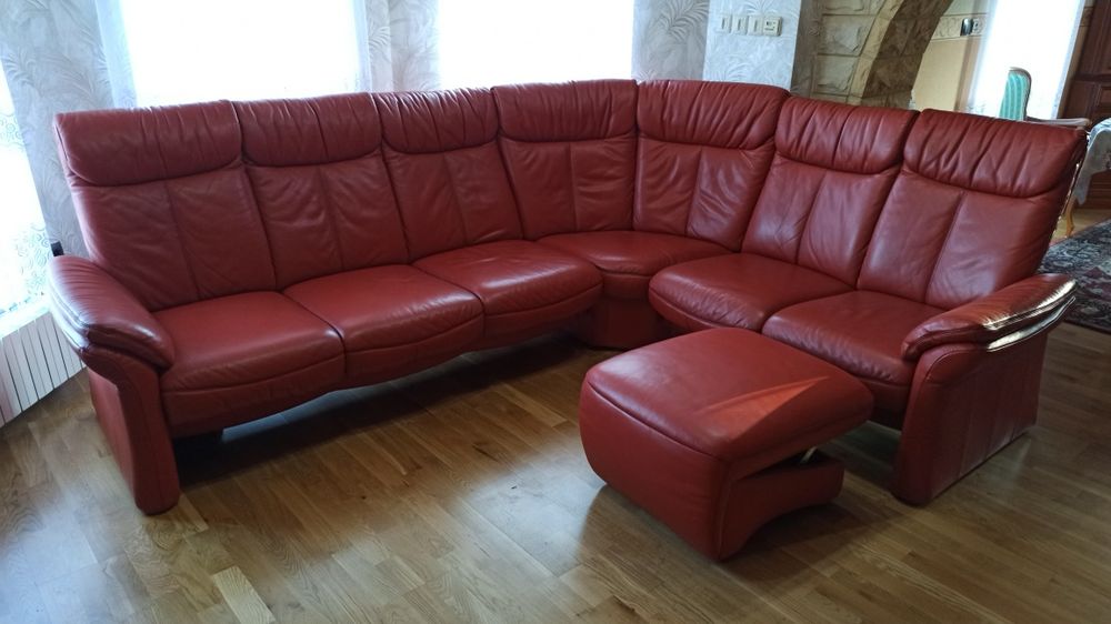 Sofa Rogówka kanapa rogowa prawdziwą skóra relaks