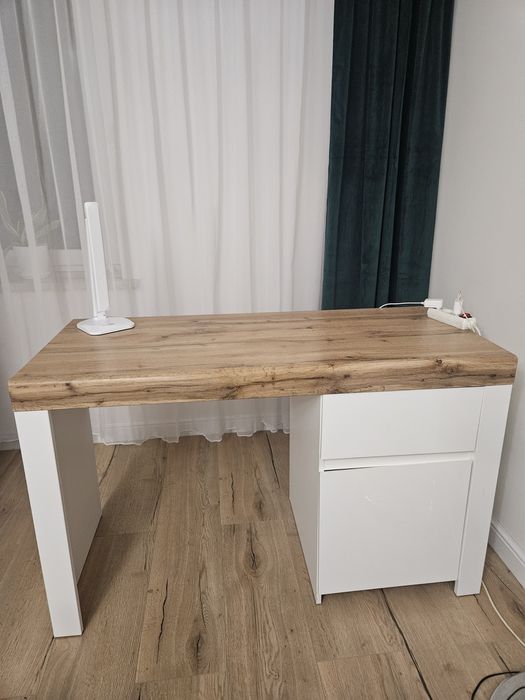 Biurko biały z drewnem Holten