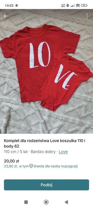 REZERWACJA Komplet dla rodzeństwa LOVE