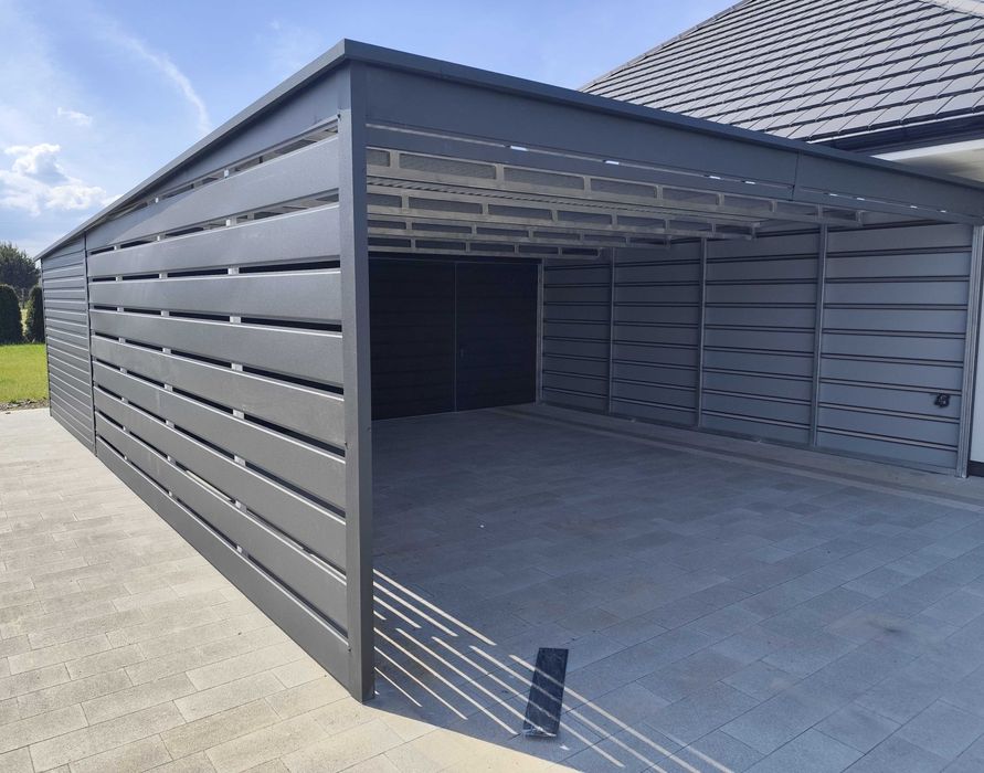 Nowoczesna Wiata - CARPORT z Pomieszczeniem Gospodarczym