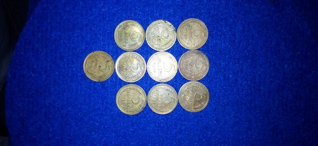 Монеты 5 копеек СССР (дореформа) 10шт