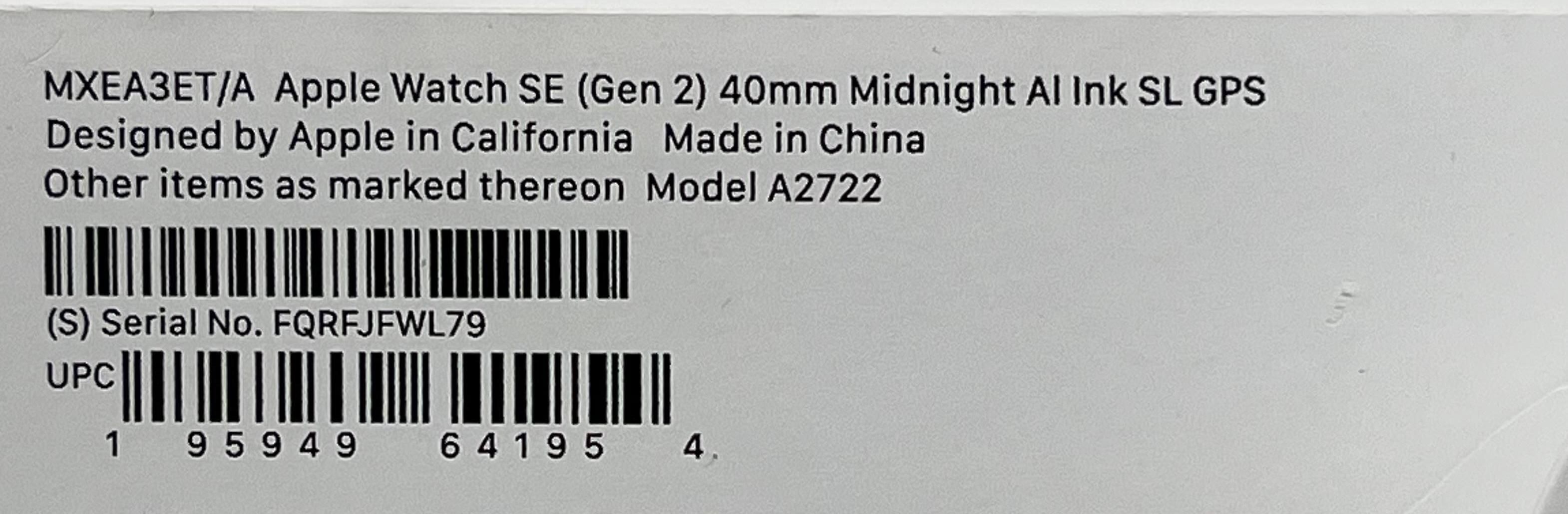 OUTLET Apple Watch SE 2gen 40mm Atramentowy FV23% PL GW