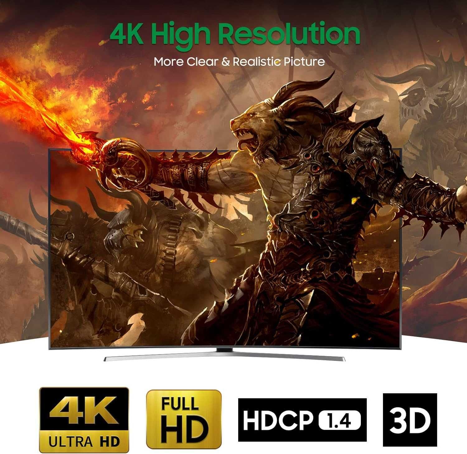 Splitter HDMI 4K, przełącznik HDMI aluminiowy 4K 60HZ 3D UHD 1080P