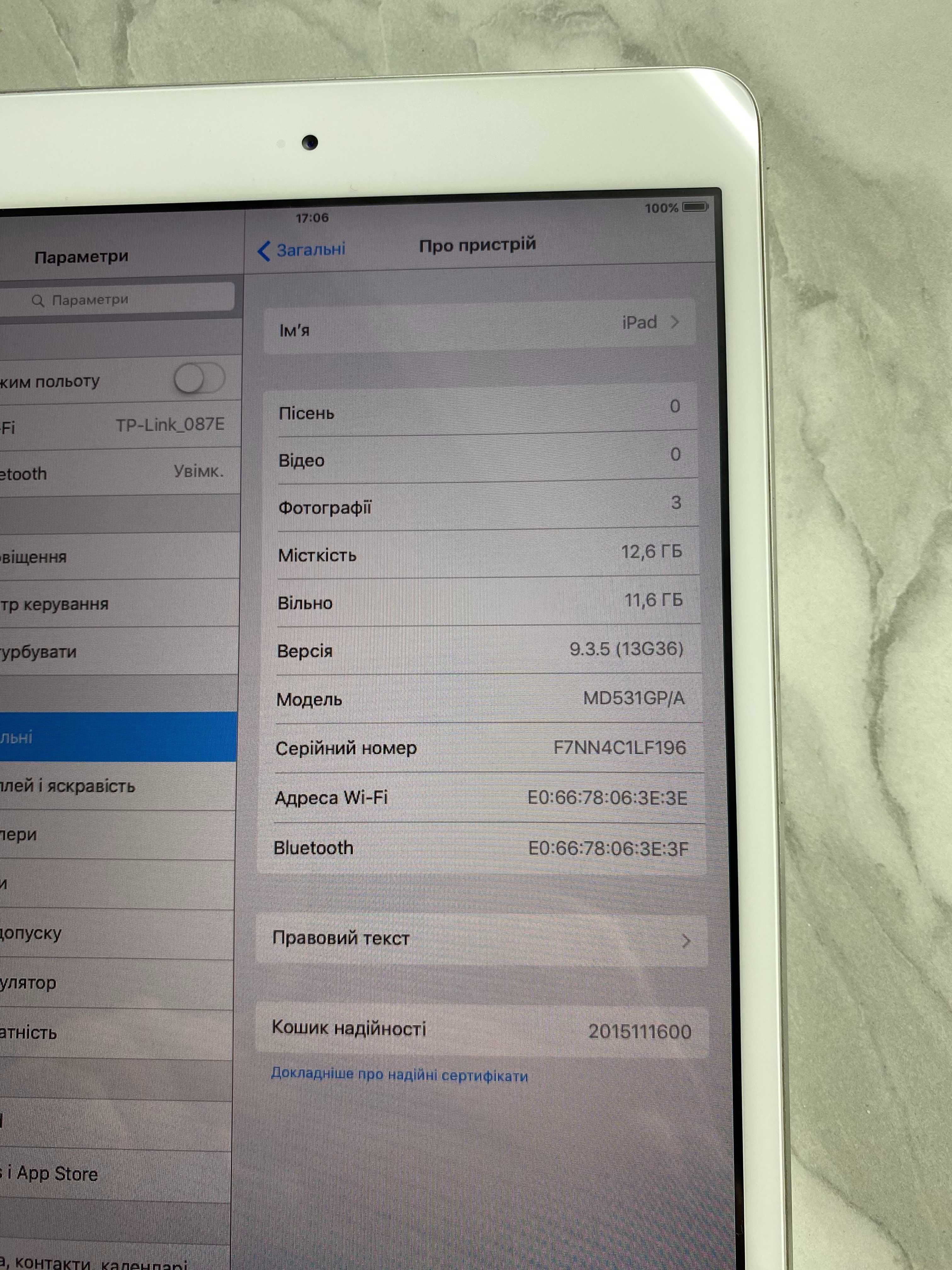 Ipad mini A1432 16gb White WiFi