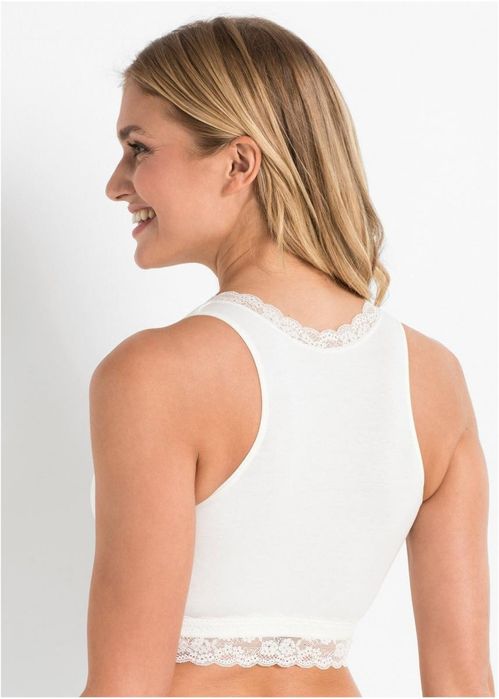 B.P.C biustonosz bustier do karmienia miękki ecru z koronką ^44/46