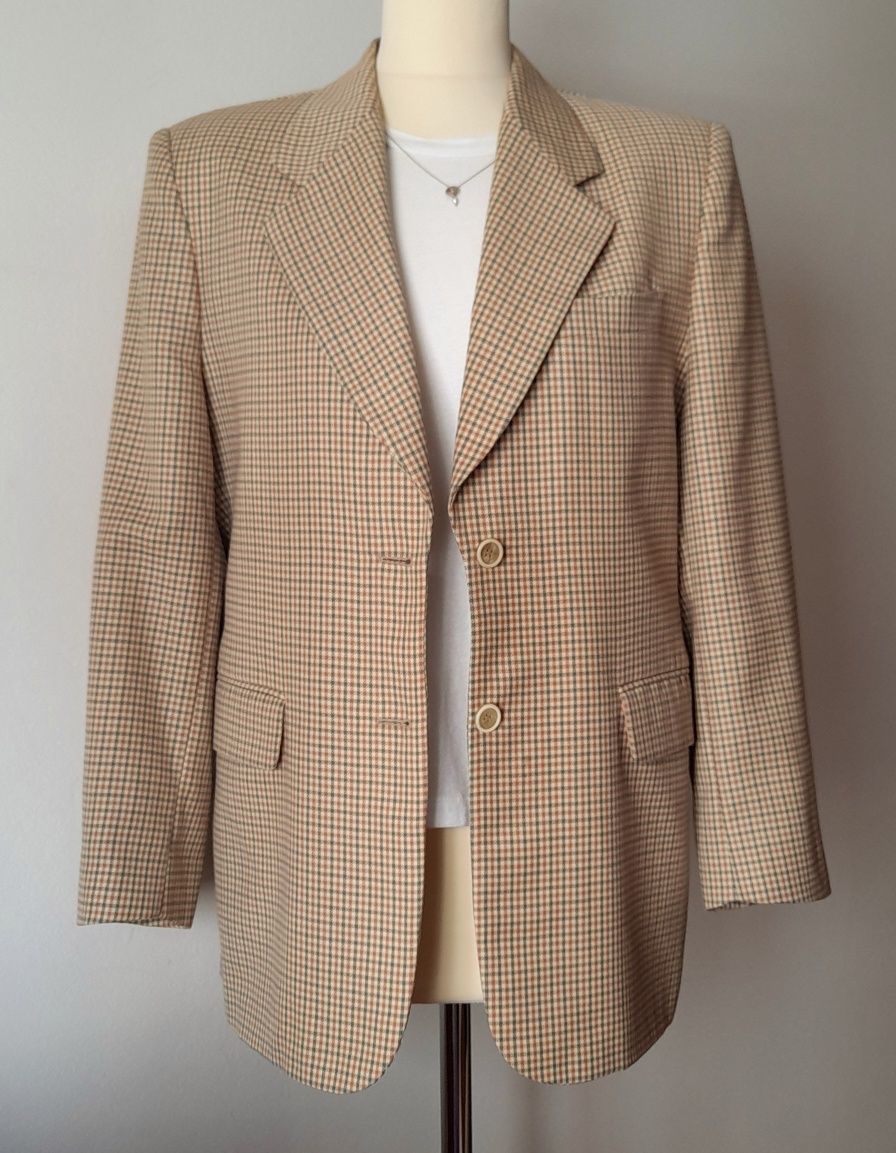 Blazer Vintage 80s/90s, ao xadrez, 45% lã. Tamanho M