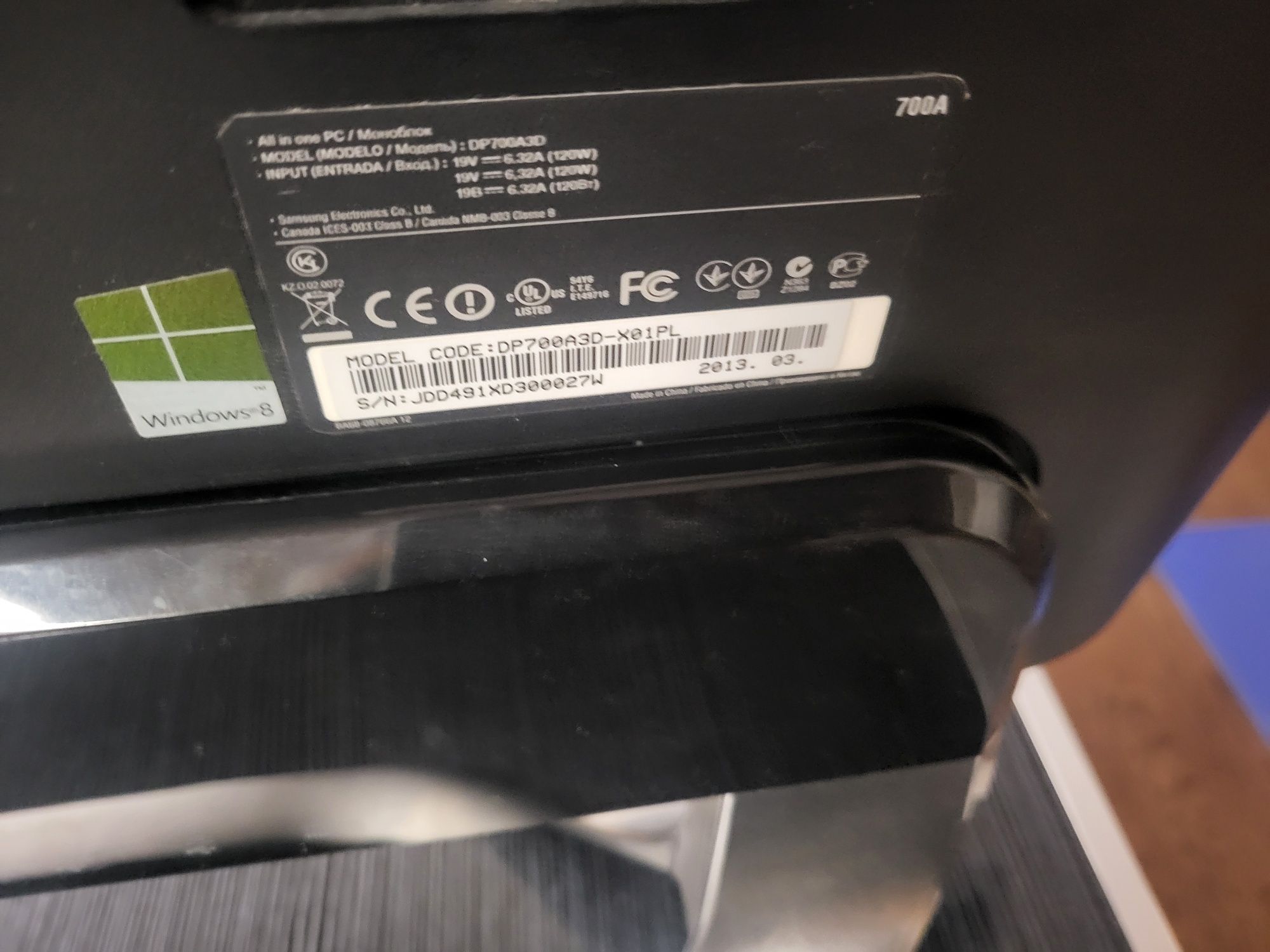 Sprzedam uszkodzony Komputer AIO Samsung DP700A3D-X01PL