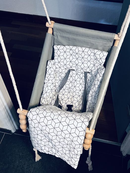 Huśtawka, kołyska dziecięca, drewniana, regulowana