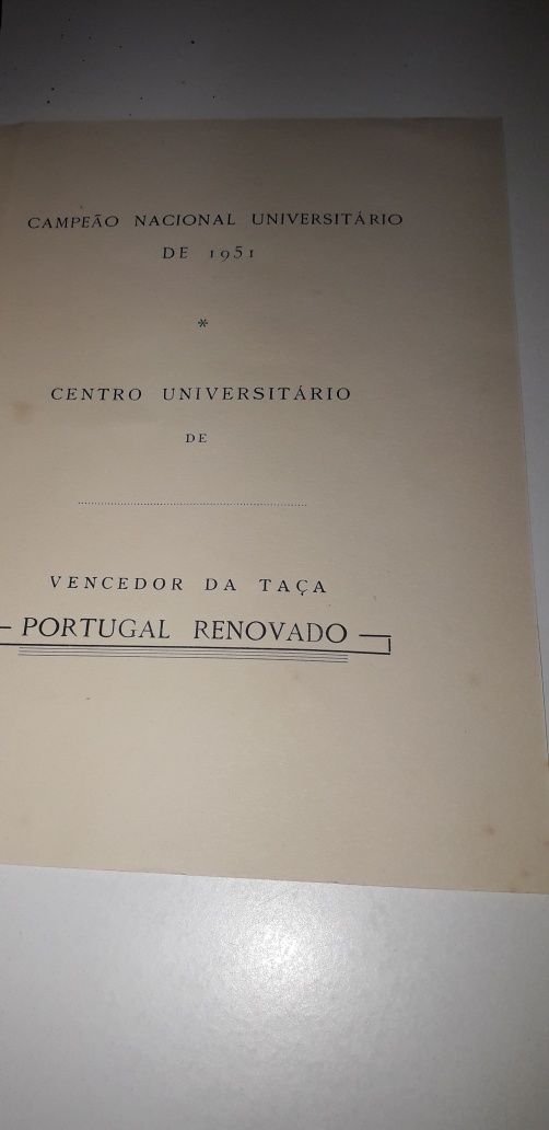 Jogos Desportivos Universitários 1951 Coimbra (Programa) Mocidade