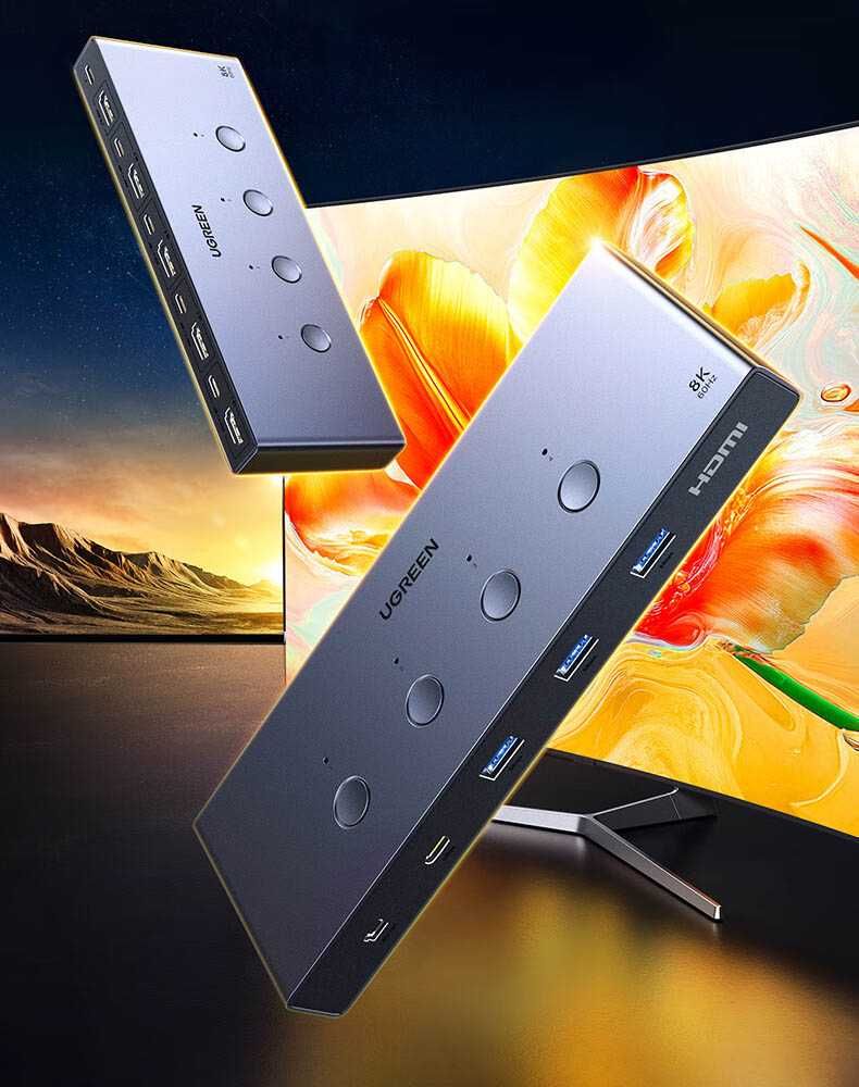 Переключатель на 4 компьютера Switch HDMI 2.1 Ugreen 8k 60hz 4k 120hz