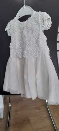Sukienka do chrztu dla dziewczynki 60-68 3-6mcy biala