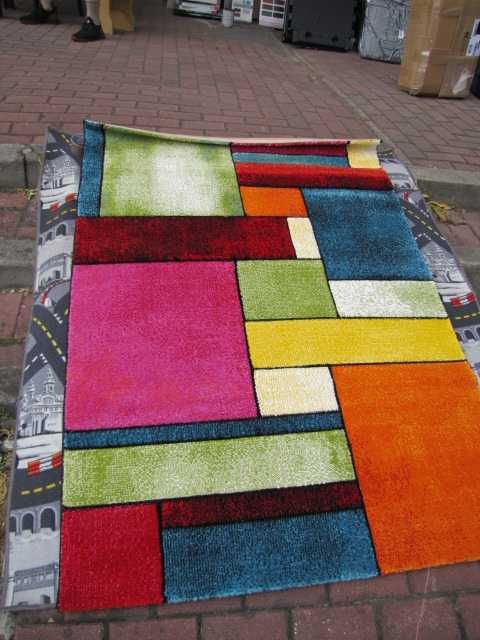 Dywan nowoczesny 120 x 170 cm kwadraty wzór kolorowy geometryczny
