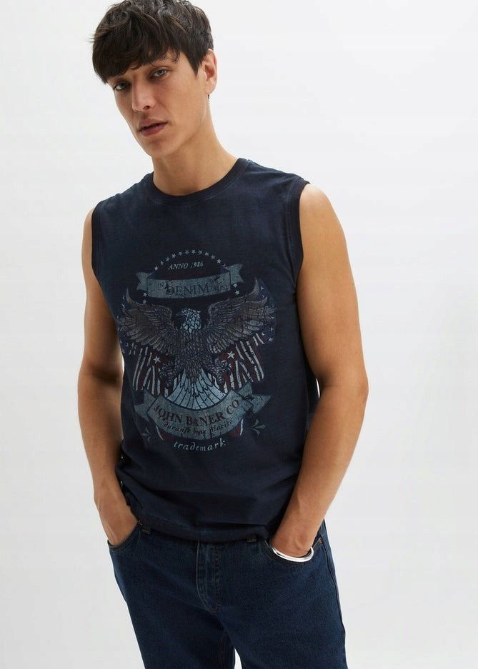 B.P.C top granatowy męski z nadrukiem r.4XL