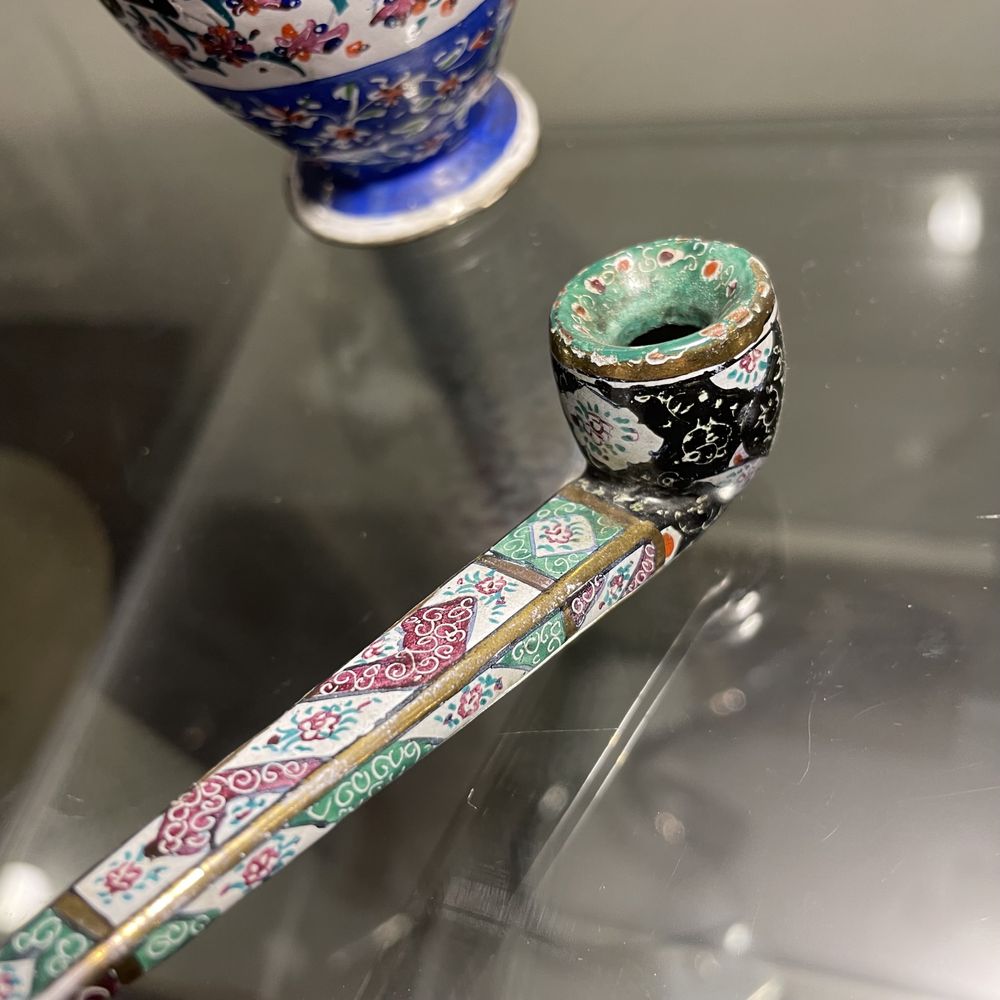 Emaliowany wazon fajka stara persja antyk