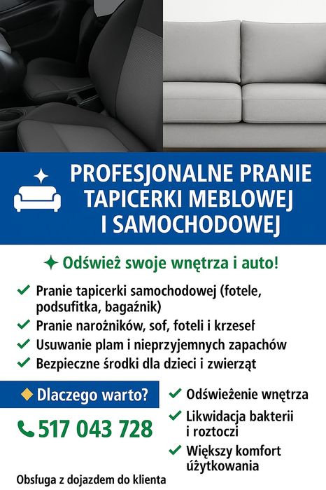 Pranie tapicerki meblowej i samochodowej