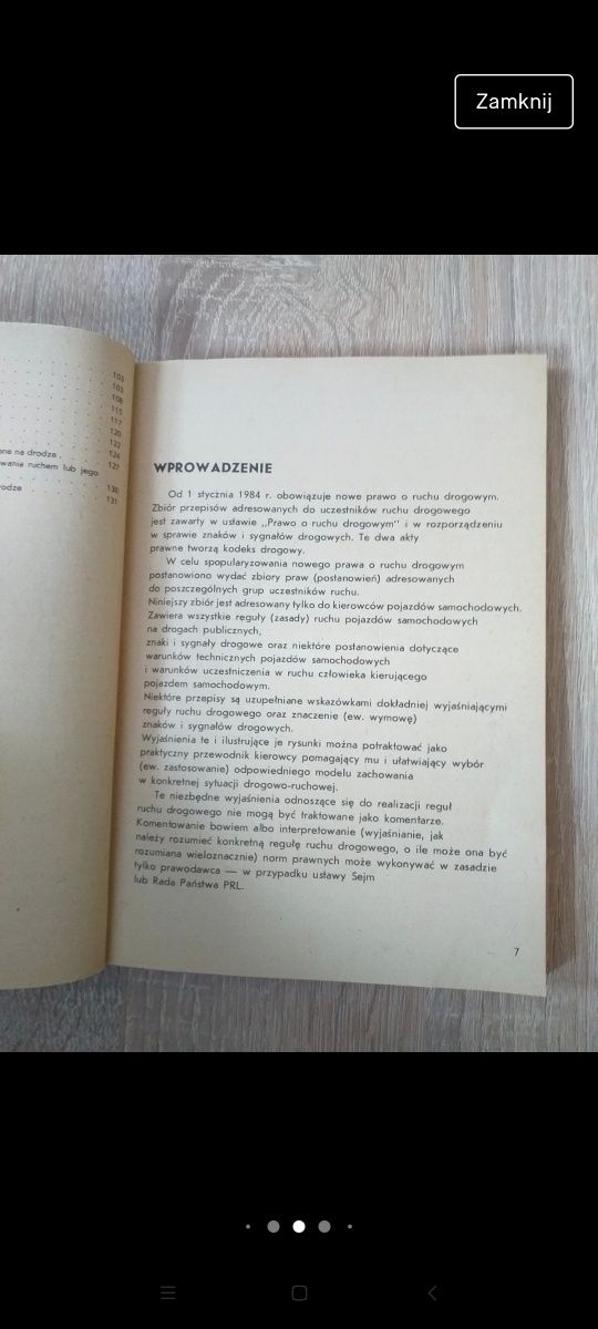 Książka z 1984 "Kodeks drogowy dla kierowców" Zasel