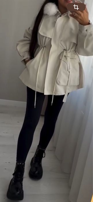 Женская зимняя парка куртка натуральный мех S , M