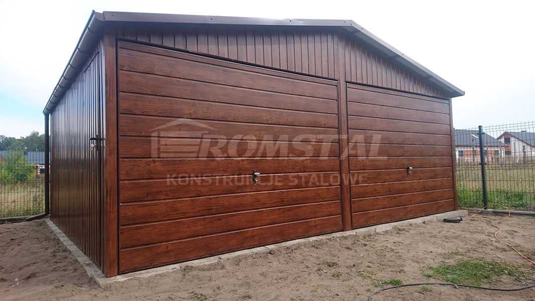 Garaż Blaszany Drewnopodobny 6x6m - Dwuspadowy - Garaże - Romstal