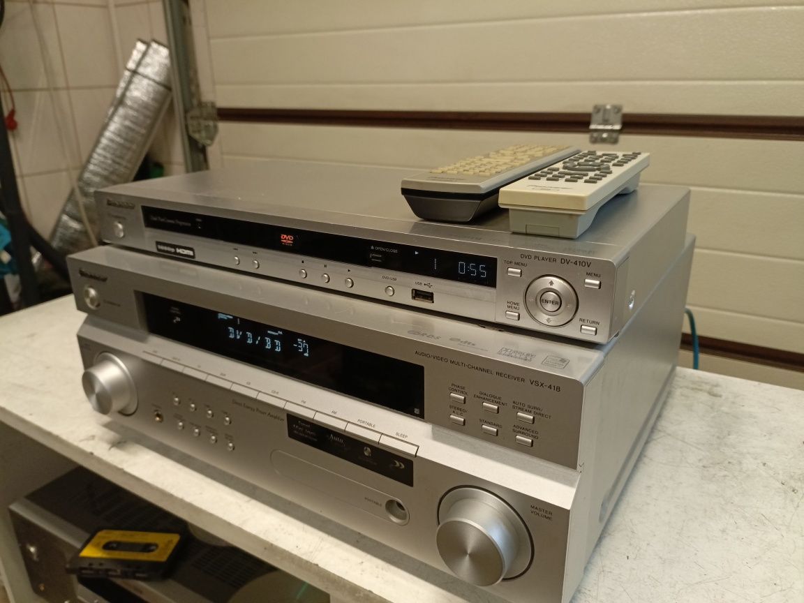 Zestaw Amplituner+DVD PIONEER, piloty