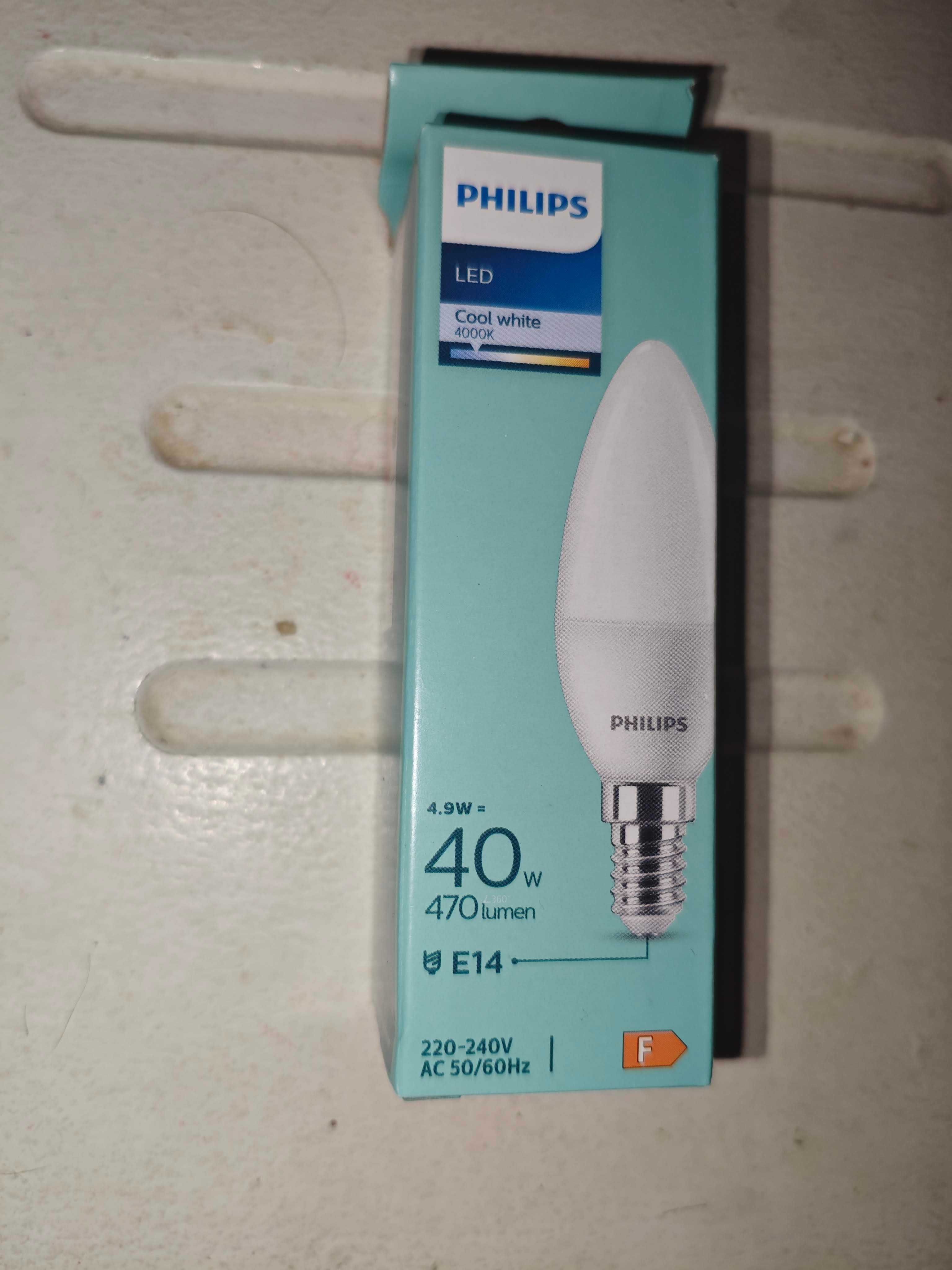 Світлодіодна лед LED лампа свічка Pilips 4.9W E14 біле світло 4000K